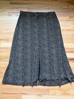 VTG 90s Womens Animal Print Button-Front Midi Skirt Size XLarge